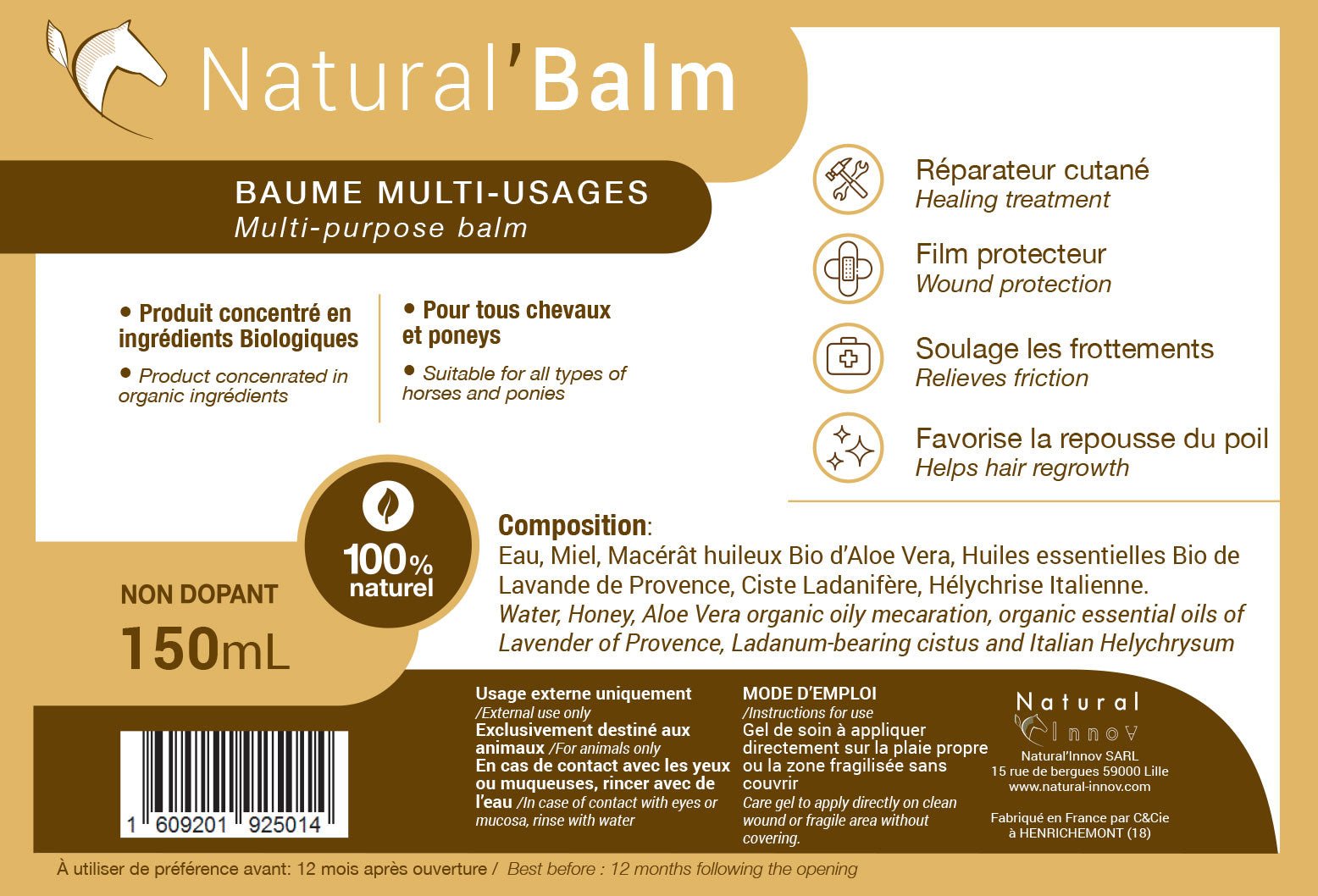 HENRY equestrian - Natural’ Innov - Επουλωτικό βάλσαμο Natural’ Βalm 150 ml