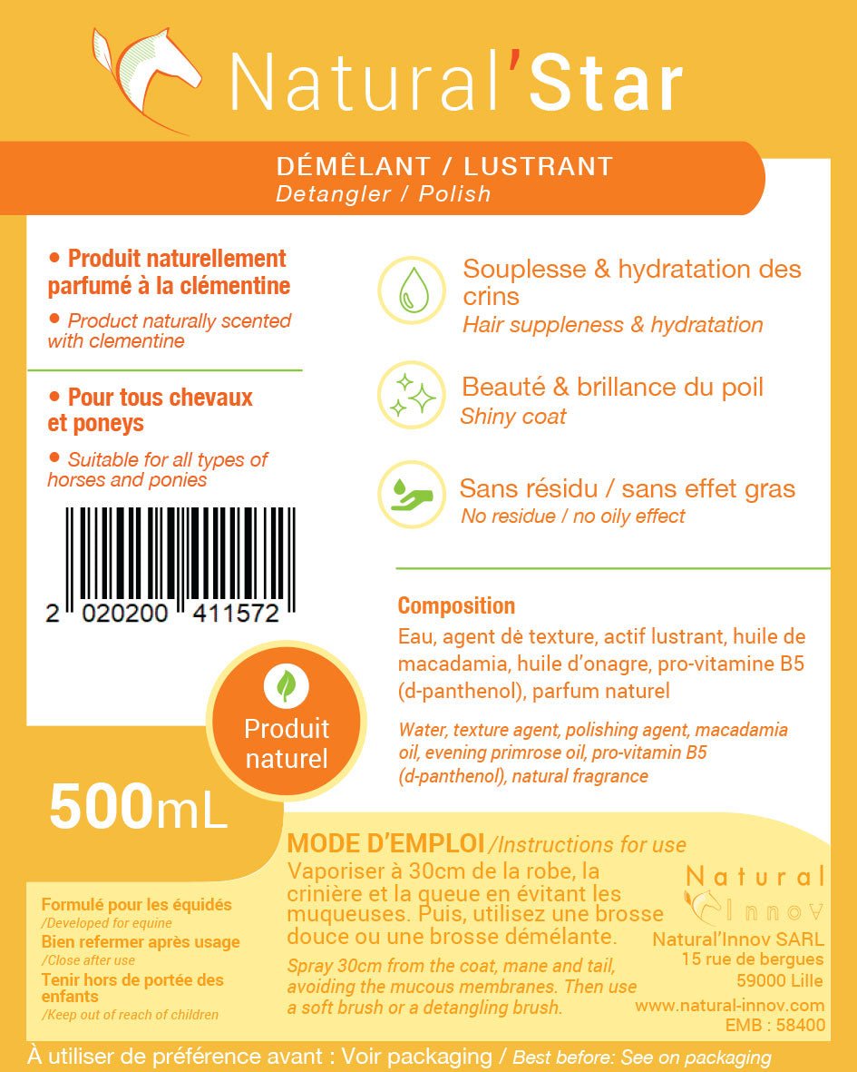 HENRY equestrian - Natural’ Innov - Σπρέι για ξεμπέρδεμα Natural’ Star 500 ml