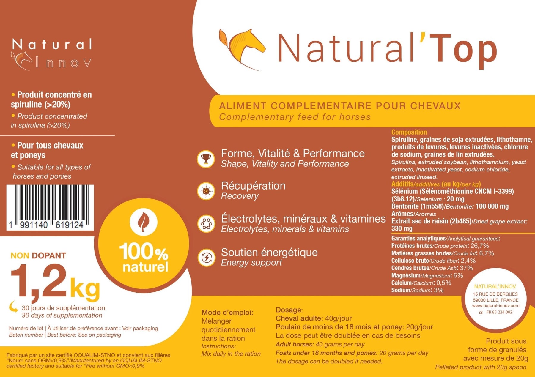 HENRY equestrian - Natural’ Innov - Συμπλήρωμα διατροφής Natural’ Top 1,2 kg